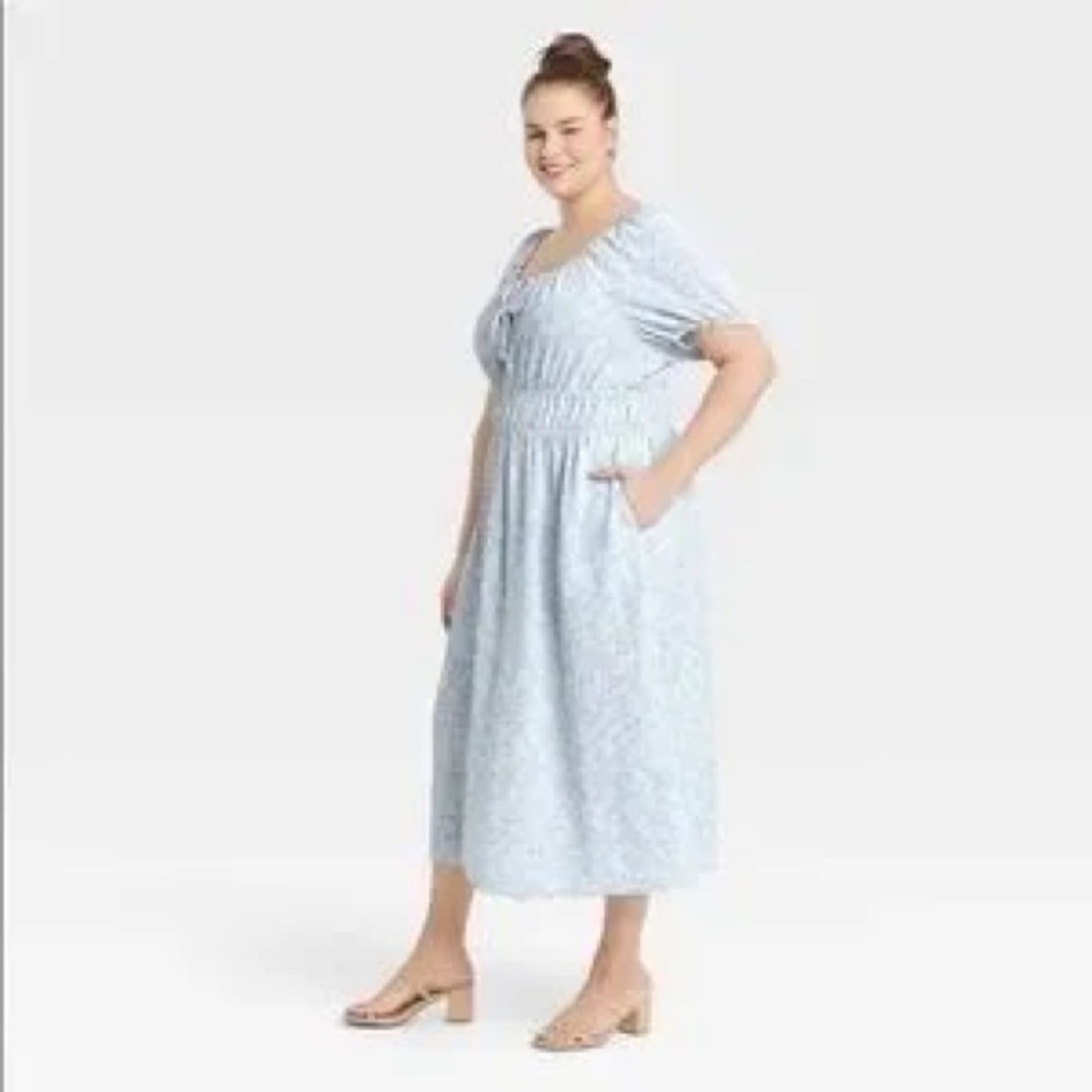 Smocked puff sleeve WhoWhatWear dress